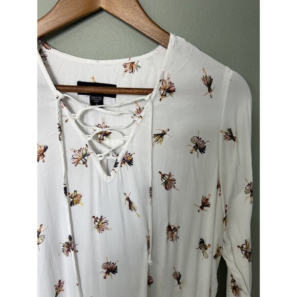 Karen Kane Womens Shirt Small Ballerina Print Flowy Lace Up Fairy Whimsical - Picture 2 of 12